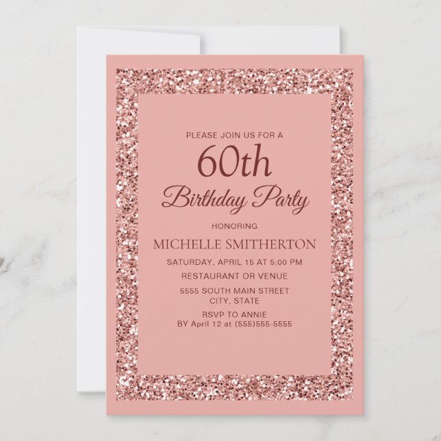 Invitation Élégante Parties scintillant rose étincelante Femm (Devant)