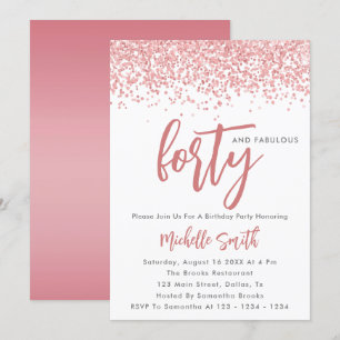 Invitation Elégante Parties scintillant Rose Or 40 Et Fabuleu
