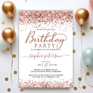 Invitation Elégante Parties scintillant Rose Or Blanc Tout âg