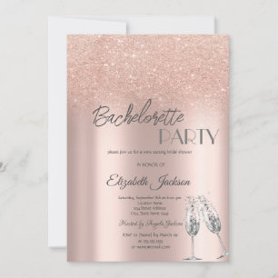 Invitation Élégante Parties scintillant Rose or Bokeh Bachelo