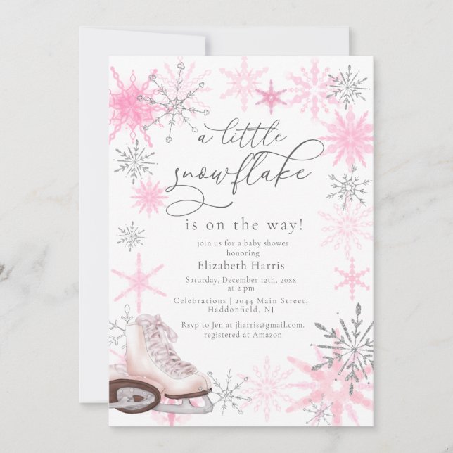 Invitation Elégante Parties scintillant rose petit Baby showe (Devant)
