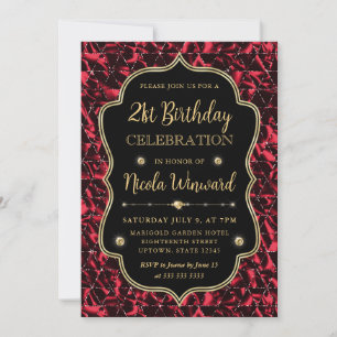 Invitation Elégante Parties scintillant Rouge Cadre Vintage A