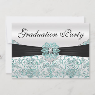 Invitation Élégante Parties scintillant Turquoise