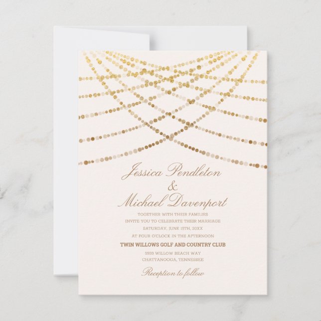 Invitation Elégante Parties scintillant Twinkle Lights Crème  (Devant)