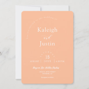 Invitation Élégante Pêche minimaliste Mariage QR Code photo