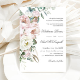 Invitation Élégante Peonies d'ivoire doux Mariage floral