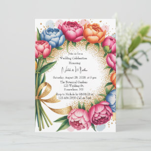 Invitation Elégante Peony Bouquet Mariage Célébration