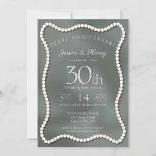 Invitation Élégante Perle Verte Photo 30e Anniversaire de Mar