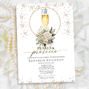 Invitation Elégante perles florales et Fête des mariées de po
