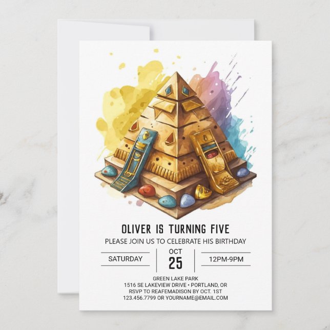 Invitation Elégante Personnalisation Pyramides égyptiennes An (Devant)