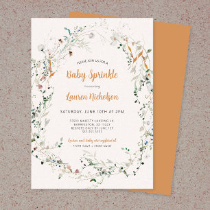 Invitation Élégante petite Fleur sauvage saupoudrée bébé