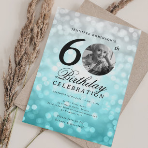 Invitation Elégante photo 60e anniversaire de fête d'argent T