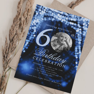 Invitation Élégante photo 60e anniversaire de la Marine Lumiè