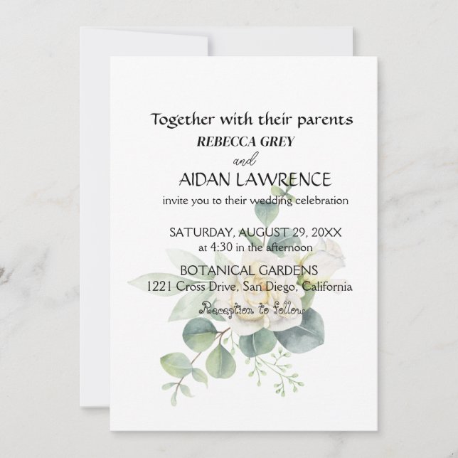 Invitation Elégante photo botanique d'eucalyptus (Devant)