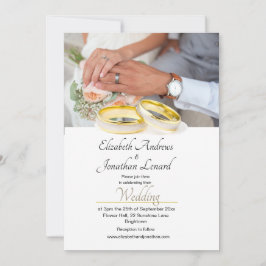 Invitation Elégante Photo couleur or Simple Mariage Invitatio