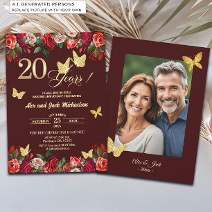 Invitation Élégante Photo d'anniversaire de mariage de 20 ans
