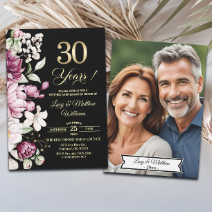 Invitation Élégante Photo d'anniversaire de mariage de 30 ans