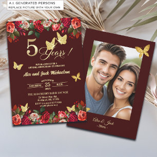 Invitation Élégante Photo d'anniversaire de mariage de 5 ans