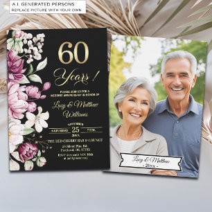 Invitation Élégante Photo d'anniversaire de mariage de 60 ans
