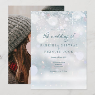 Invitation Élégante photo de mariage d'hiver premiers flocons