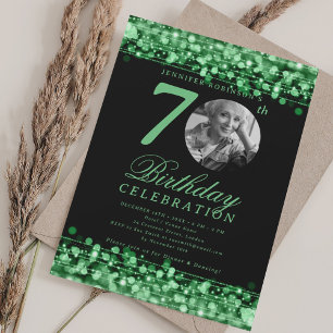 Invitation Élégante Photo Fête d'anniversaire 70 ans Lumières