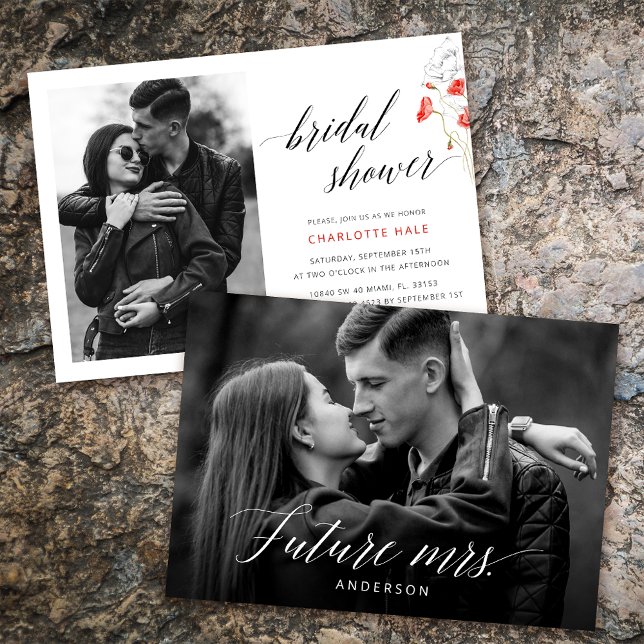 Invitation Elégante photo Fête des mariées d'aquarelle (Créateur téléchargé)