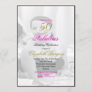 Invitation Elégante photo noir et blanc 50 et fabuleux