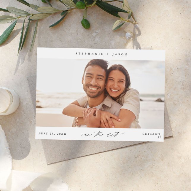 Invitation Élégante photo panoramique moderne Enregistrer la  (Créateur téléchargé)