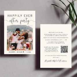 Invitation Elégante Photo QR Code Cream Wedding Réception