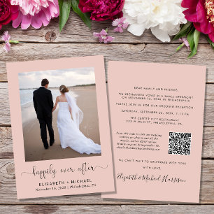 Invitation Elégante Photo QR Code Réception de mariage