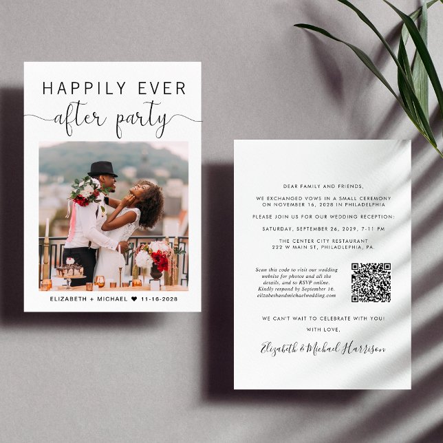 Invitation Elégante Photo QR Code Réception de mariage (Créateur téléchargé)