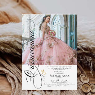 Invitation Élégante Photo Quinceañera 