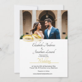 Invitation Elégante Photo Simple Gold Couleur Mariage Inviter