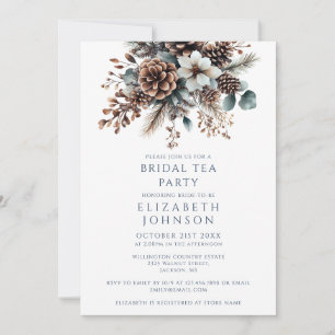 Invitation Élégante Pinecone Rustique Floral Bridal Tea Party