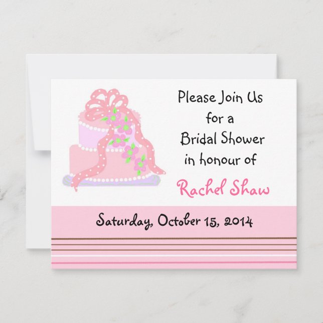 Invitation Élégante Pink Cake Bridal Douche (Devant)