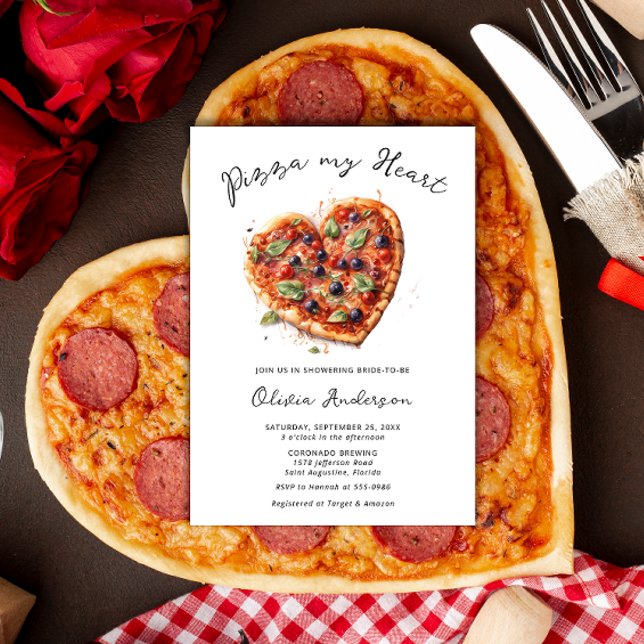 Invitation Elégante Pizza Mon Coeur Fête des mariées italienn (Créateur téléchargé)