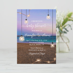 Invitation élégante plage de baby shower lumières tropical ch