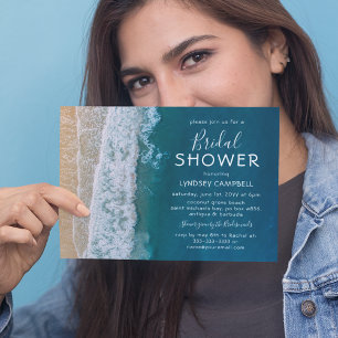 Invitation Elégante plage Fête des mariées tropicale Océan