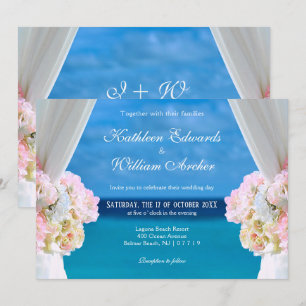 Invitation Elégante plage Floral Océan Mariage d'été Porte