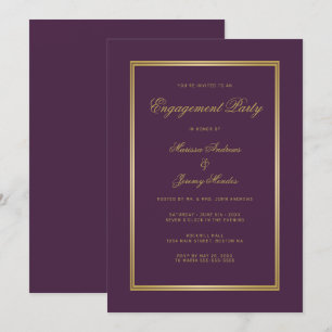 Invitation Élégante Plum Purple Gold Script Partie d'engageme