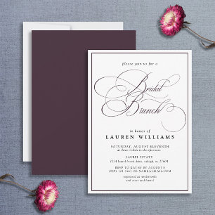 Invitation Élégante Plum violet calligraphie Brunch nuptial