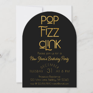 Invitation Élégante Pop Fizz Clink fête du Nouvel An