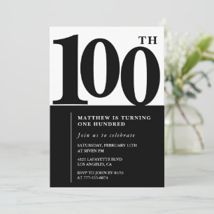 Invitation élégante pour 100e anniversaire Noir Mo