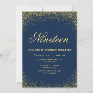 Invitation élégante pour 19 ans avec paillettes do