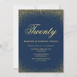 Invitation élégante pour 20e anniversaire Navy Pai