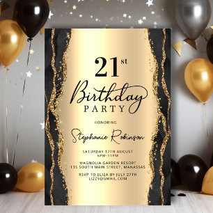 Invitation élégante pour 21 ans en Agate Or Noir