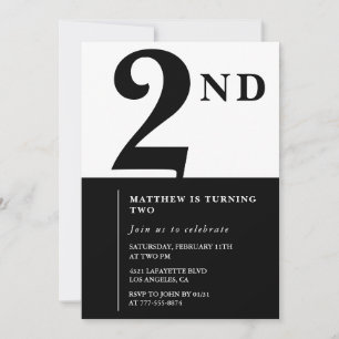 Invitation élégante pour 2ème anniversaire Black C
