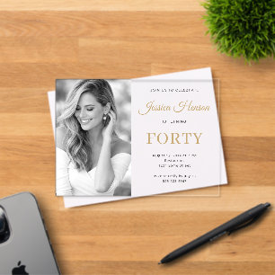 Invitation élégante pour 40 ans avec photo et écri