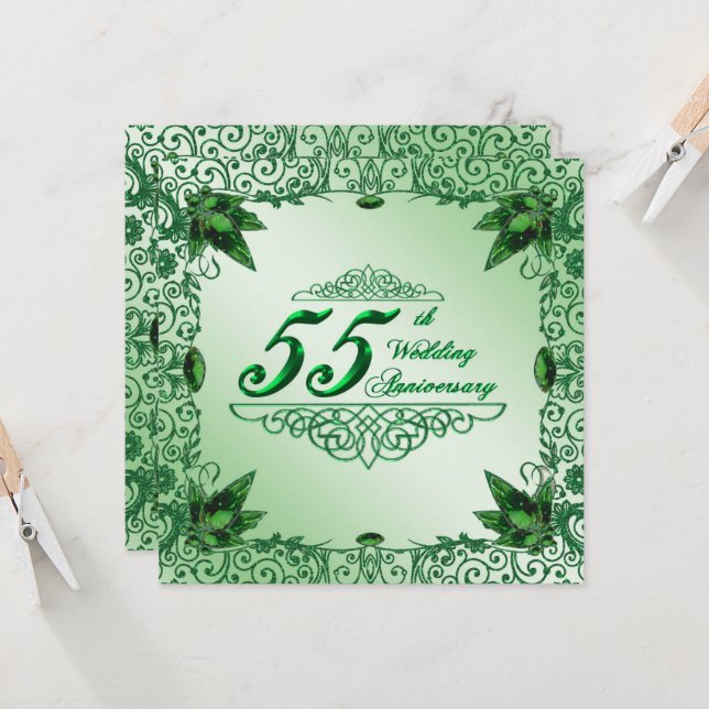 Invitation élégante pour 55e anniversaire de maria (Devant/Arrière en situation)