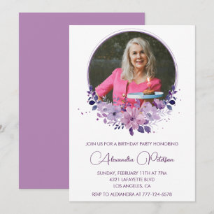 Invitation élégante pour 70 ans avec photo florale